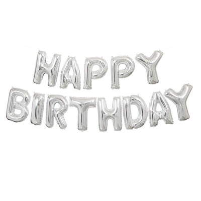 M&S Unique Party Silver Happy Birthday Foil Balloon Banner Kit- Buy online at McGrocer