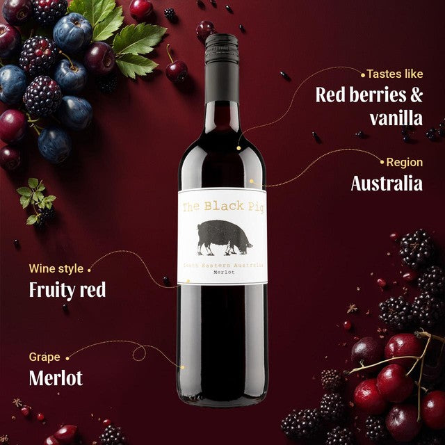 Virgin Wines The Black Pig Merlot red wine 75cl (British brand)