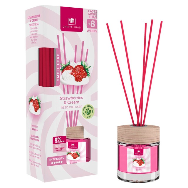 Cristalinas reed diffuser Strawberries & Cream 35ml - British product