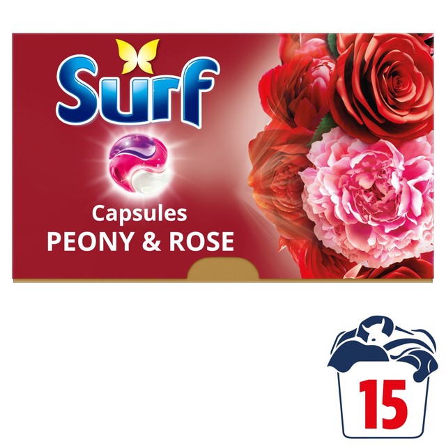 Surf Peony & Rose laundry detergent capsules 15 washes (British brand)