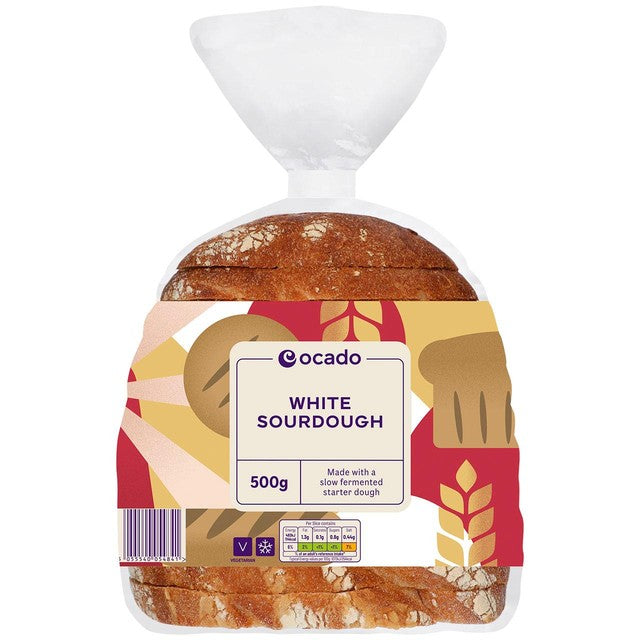 Ocado white sourdough bread 500g, imported from the UK