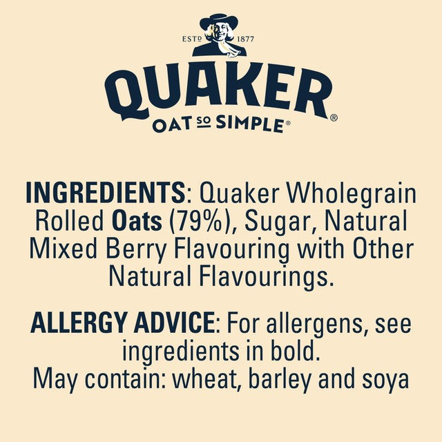 Quaker instant porridge sachets strawberry raspberry cranberry 10 sachets, imported from the UK
