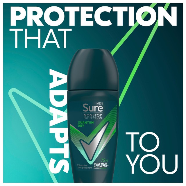 Sure Men 72hr Nonstop Antiperspirant Deodorant Roll On Quantum Dry