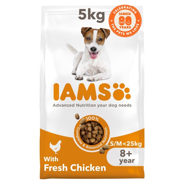 IAMS senior dog food small medium breed chicken, UK version