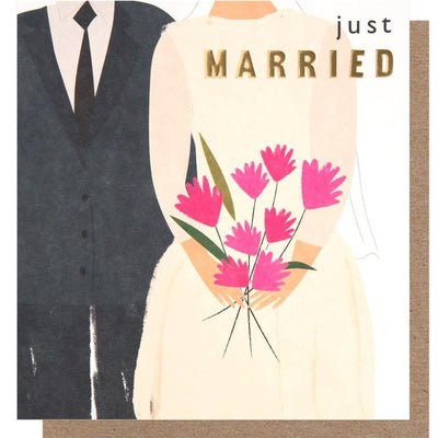 M&S Caroline Gardner Bride & Groom Just Married Wedding Card 146x140mm- Buy online at McGrocer