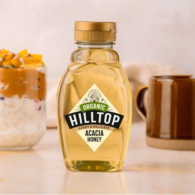 Hilltop Honey organic acacia squeezy honey 340g, UK version