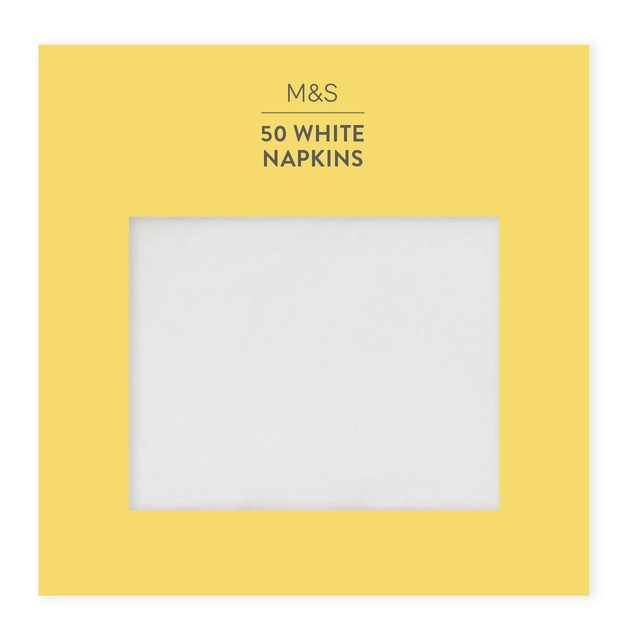 M&S white paper napkins 50 pack, imported from the UK