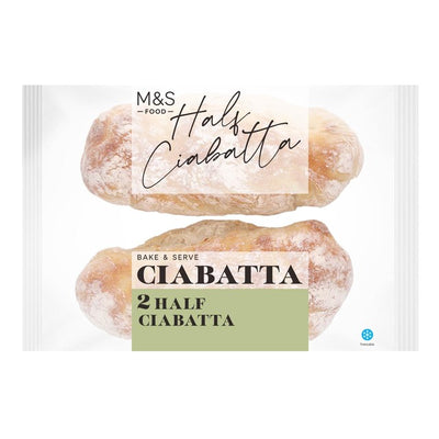 M&S 2 halbierte Ciabatta-Scheiben Britisches Brot 230g