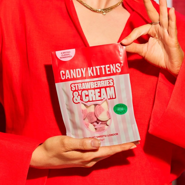 Candy Kittens Strawberries & Cream vegan fruit gums, UK version