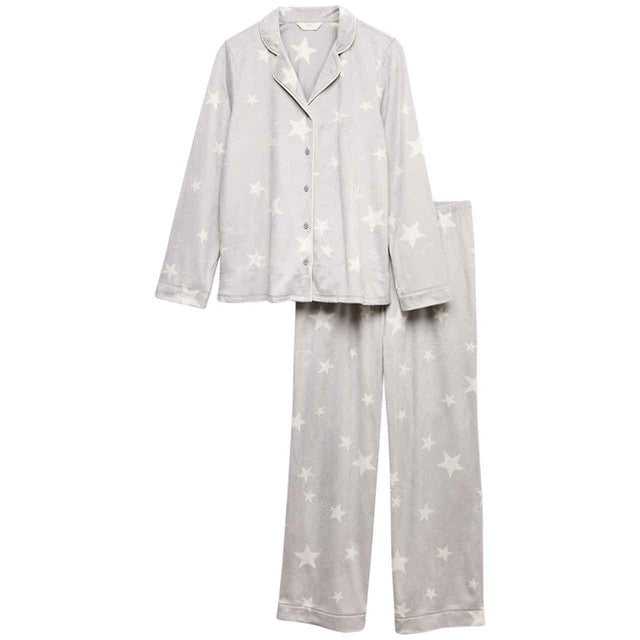 M&S Damen-Pyjamaset mit Sternenprint, Grau, XXL, importiert aus Großbritannien