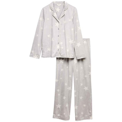 M&S Dame Stjernemønster Pyjamasett Grå XXL