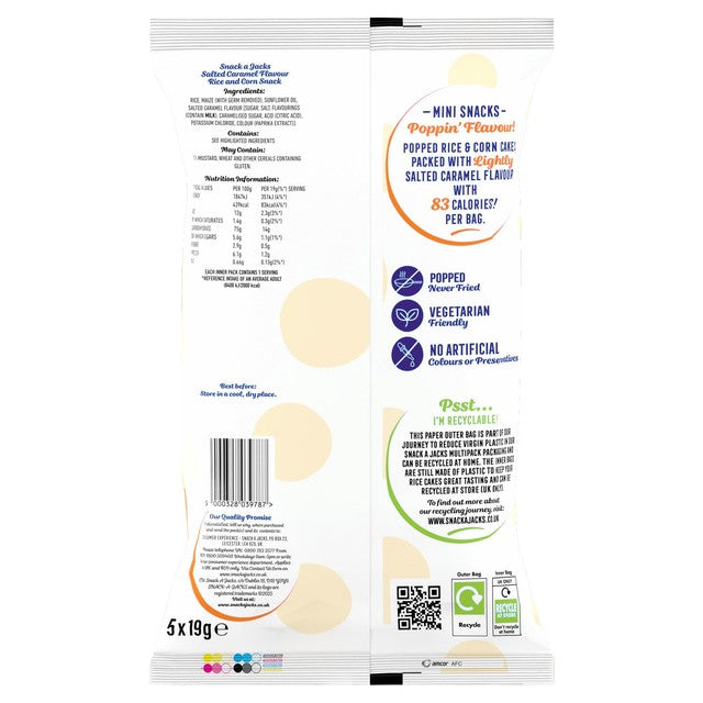 Snack a Jacks salted caramel rice cakes 5x19g, UK version