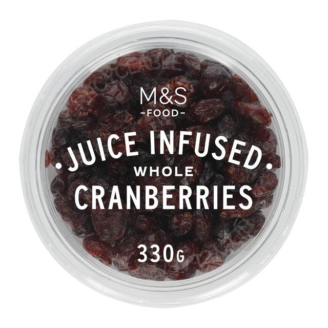 M&S apple juice infused whole cranberries 330g, imported from the UK