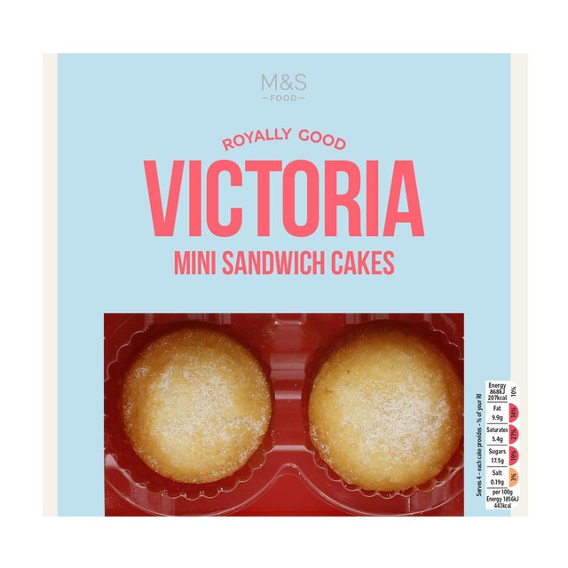 M&S Mini Victoria Sandwich Cakes 4 x 47g, imported from the UK