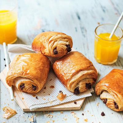 Gefrorene Schokoladencroissants aus reinem Buttergebäck, 6 Stück mit Schokoladenstreifen