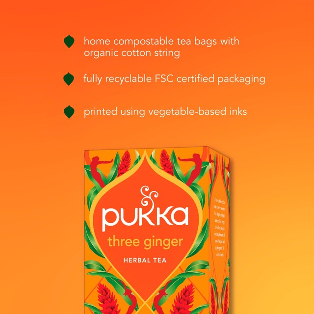 Pukka Three Ginger herbal tea bags x20, imported from the UK