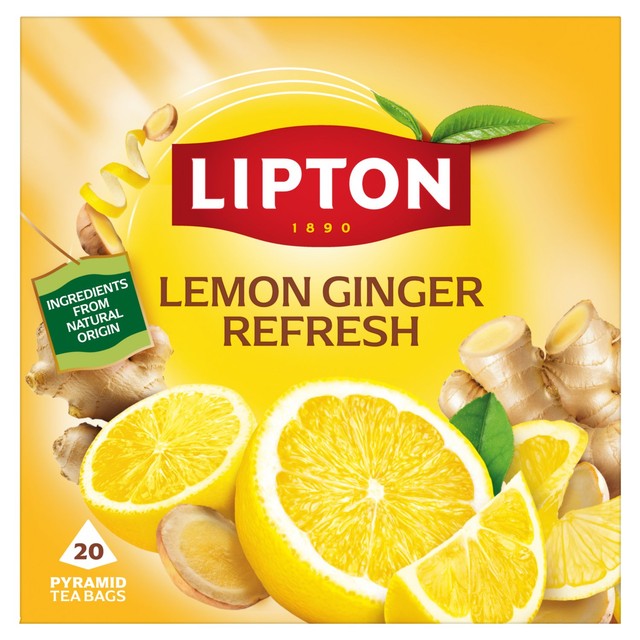 Lipton Lemon Ginger herbal tea bags - British product
