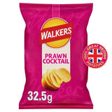 Walkers Prawn Cocktail crisps bag, 32.5g (British brand)