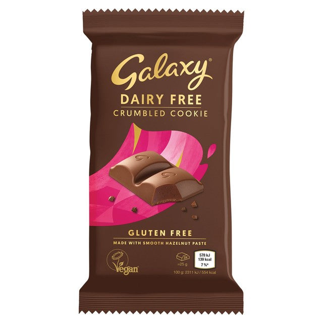 Galaxy vegan chocolate bar with smooth crumbled cookie 100g, UK version