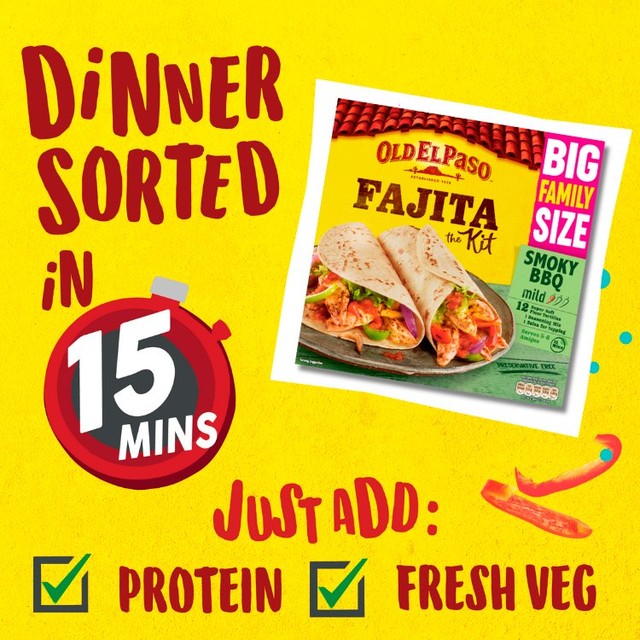 Old El Paso Smoky BBQ Fajita Kit 750g, imported from the UK