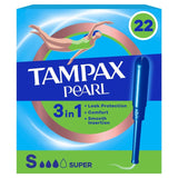 Tampax Pearl Super tampons 22 count, imported from the UK