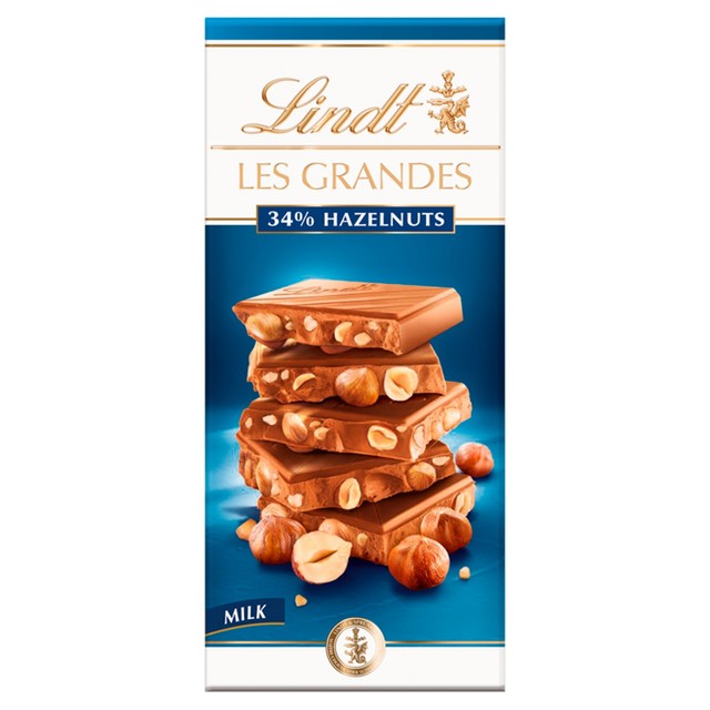 Lindt Les Grandes Hazelnuts Milk Chocolate Bar 150g, UK version