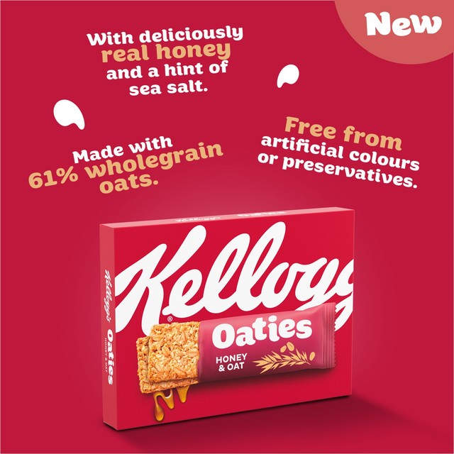 Kellogg's honey oat cereal bar 4x40g, imported from the UK