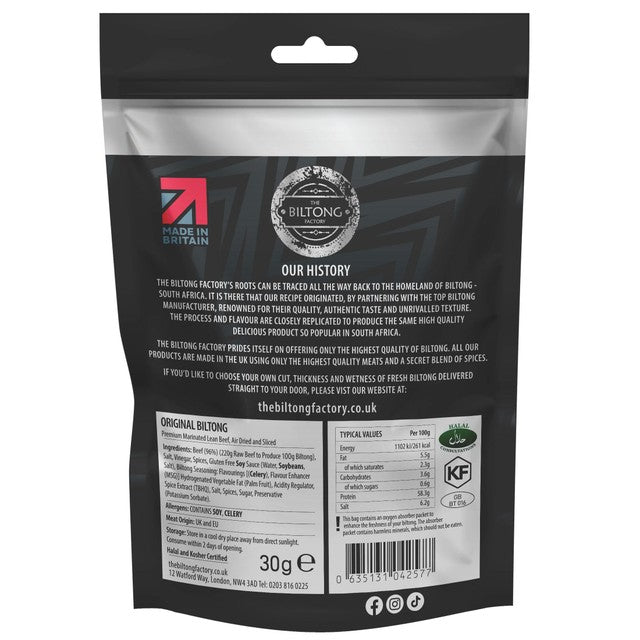 The Biltong Factory Original Biltong 30g (British brand)
