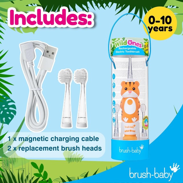 Brush-Baby Toby Tiger electric toothbrush for kids - British product