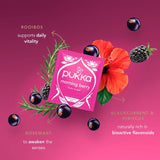 Pukka Herbs Organic Morning Berry tea bags 20-pack, imported from the UK