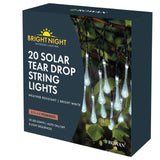 Gem Imports tear drop solar string lights bright white 20 lights (British brand)