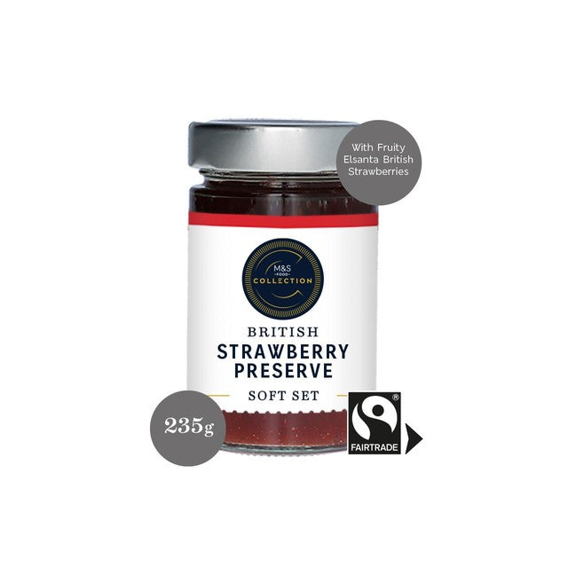 M&S Fair Trade British Strawberry Jam 250g, imported from the UK