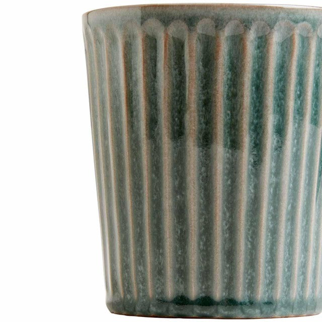 M&S green ribbed reactive glaze mug 395ml, imported from the UK