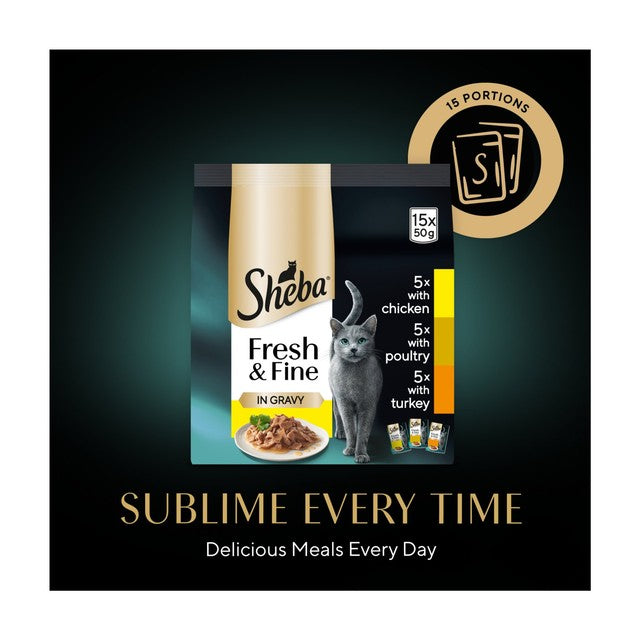 Sheba cat food pouches poultry in gravy 15 x 50g (British brand)
