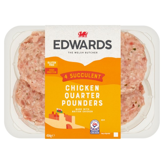 Edwards Chicken Quarter Pounders Gluten Free 454g - British product
