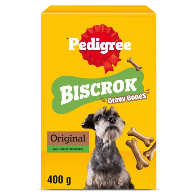 Pedigree Biscrok Gravy Bones dog biscuits 400g, imported from the UK