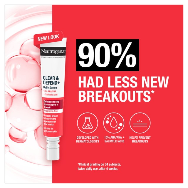 Neutrogena Clear and Defend+ acne serum 30ml, imported from the UK