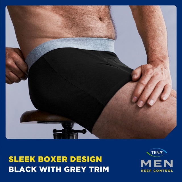 TENA Men Washable Incontinence Boxer Black Size Large (British brand)