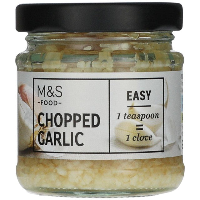 M&S Chopped Garlic in White Wine Vinegar 90g, imported from the UK
