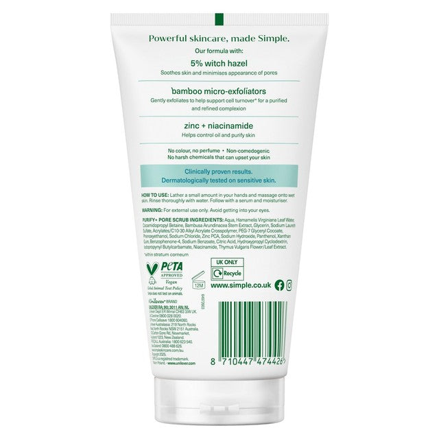 Simple Detox Clear Pore Scrub facial scrub 150ml (British brand)