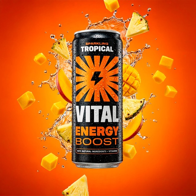 Vital Tropical sparkling energy drink 330ml (British brand)