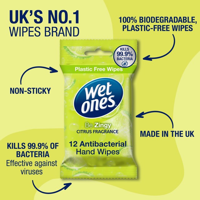 Wet Ones Be Zingy antibacterial wipes (British brand)
