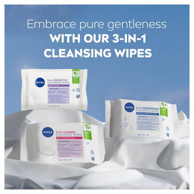 Nivea sensitive cleansing face wipes 25 pack, imported from the UK