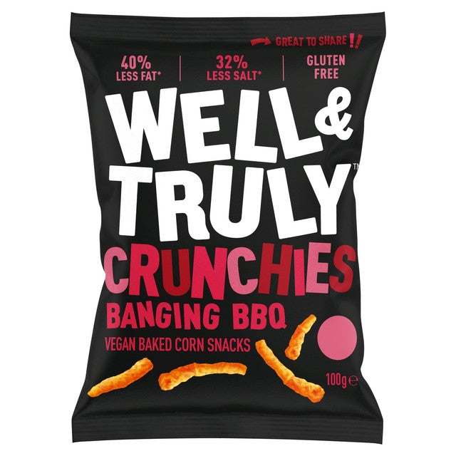 Well & Truly Crunchies Banging BBQ corn snacks (British brand)