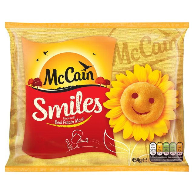 McCain Potato Smiles frozen potato snacks 454g, imported from the UK