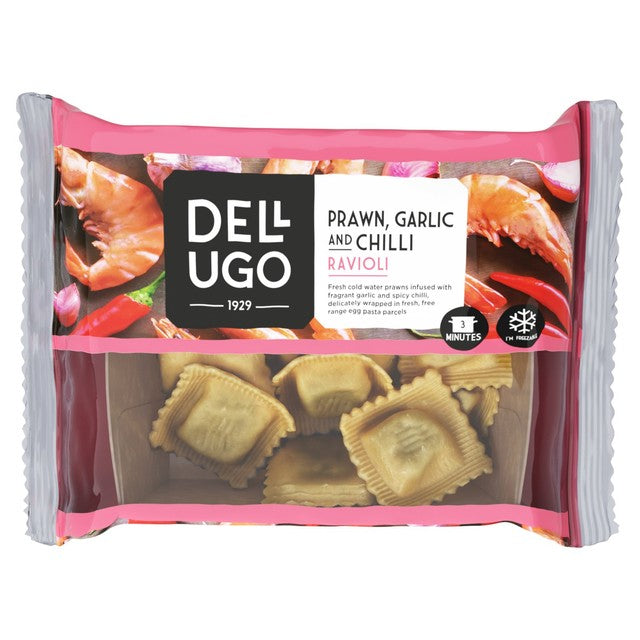 Dell'Ugo prawn garlic ravioli fresh pasta 250g - British product
