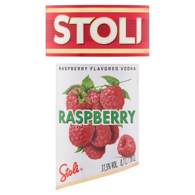 Stoli raspberry flavoured vodka bottle (British brand)