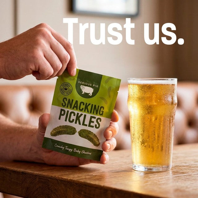 Serious Pig crunchy tangy mini gherkins 40g (British brand)