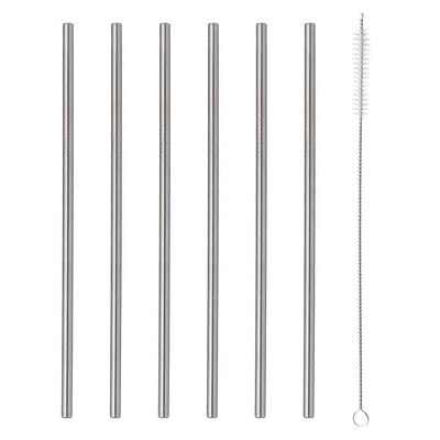 Viners Long Stainless Steel Drinking Straws 23cm 6 Pack