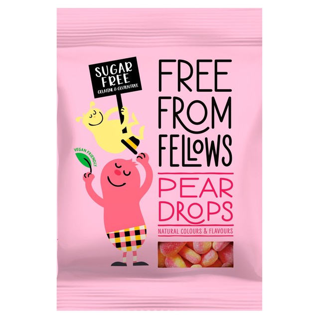 Free From Fellows vegan sugar-free pear drops sweets 70g - British product